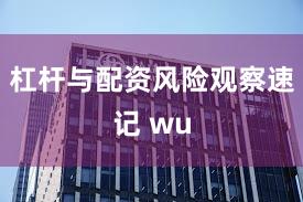 杠杆与配资风险观察速记 wu